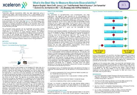 INTRODUCTION Traditionally, absolute bioavailability (ABA) has been determined using a crossover study design, requiring administration of an IV dose expected.