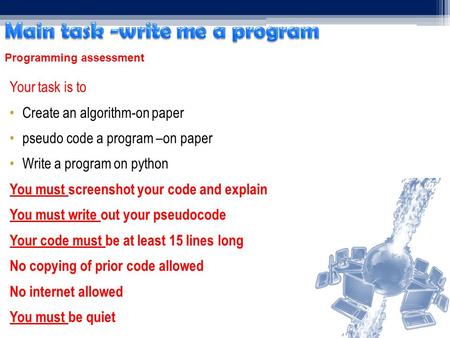 Main task -write me a program