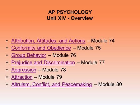 AP PSYCHOLOGY Unit XIV - Overview