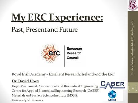 My ERC Experience: Past, Present and Future