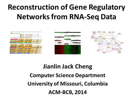 Reconstruction of Gene Regulatory Networks from RNA-Seq Data Jianlin Jack Cheng Computer Science Department University of Missouri, Columbia ACM-BCB, 2014.