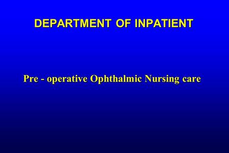 DEPARTMENT OF INPATIENT