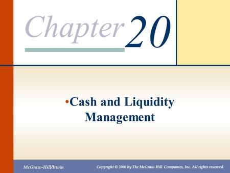 Cash and Liquidity Management