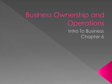 Business Ownership and Operations