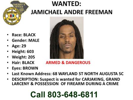 WANTED: JAMICHAEL ANDRE FREEMAN