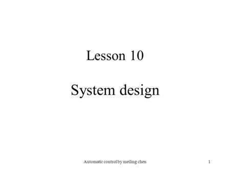 Automatic control by meiling chen