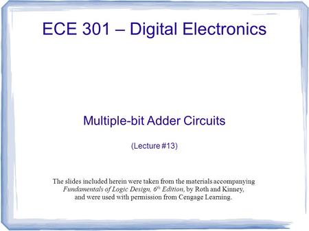 ECE 301 – Digital Electronics