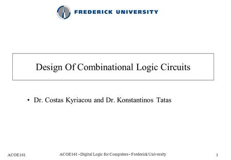 Design Of Combinational Logic Circuits