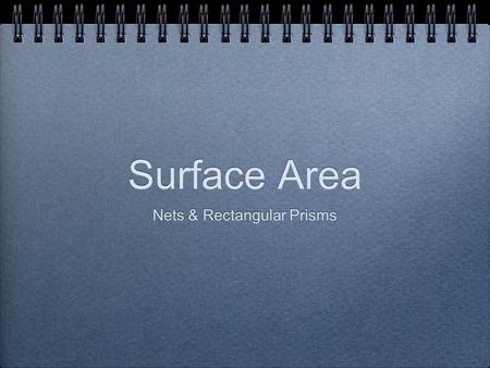 Surface Area Nets & Rectangular Prisms. Rectangular Prisms Made of 6 sides Top & Bottom Front & Back Left & Right.