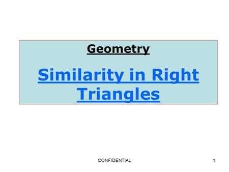 Similarity in Right Triangles