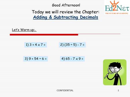 Adding & Subtracting Decimals