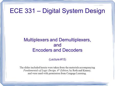 ECE 331 – Digital System Design