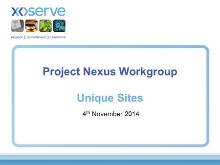 Project Nexus Workgroup Unique Sites 4 th November 2014.