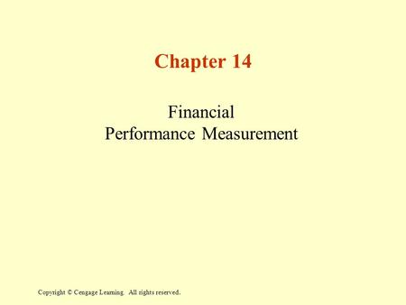 Financial Performance Measurement