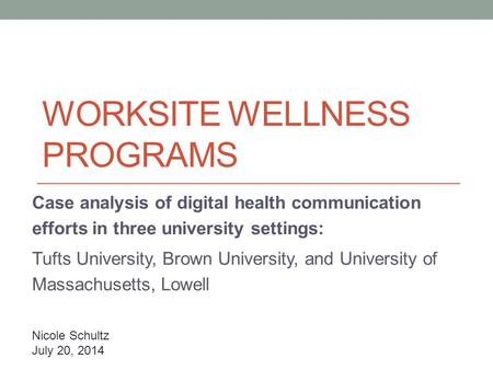 Worksite Wellness Programs