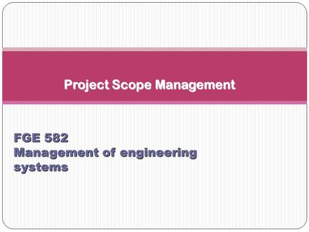 Project Scope Management