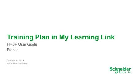 Training Plan in My Learning Link