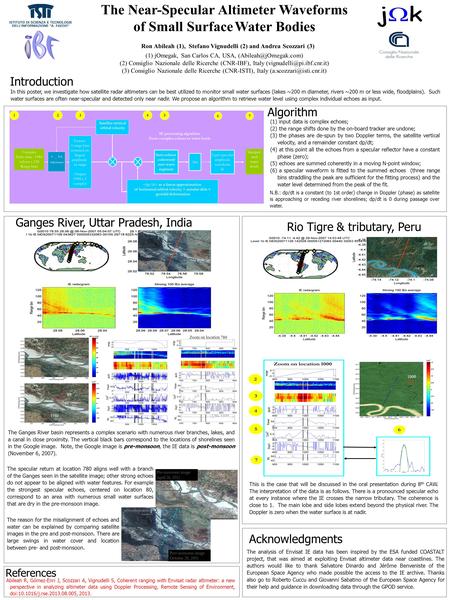 The Near-Specular Altimeter Waveforms of Small Surface Water Bodies Ron Abileah (1), Stefano Vignudelli (2) and Andrea Scozzari (3) (1) jOmegak, San Carlos.