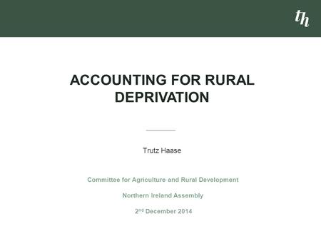 Accounting for Rural deprivation