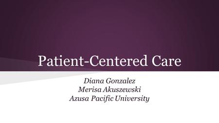 Patient-Centered Care