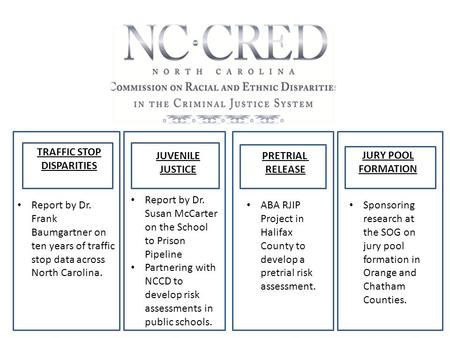 TRAFFIC STOP DISPARITIES JUVENILE JUSTICE PRETRIAL RELEASE JURY POOL FORMATION Report by Dr. Frank Baumgartner on ten years of traffic stop data across.