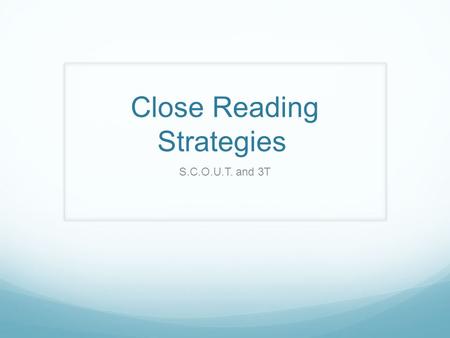 Close Reading Strategies