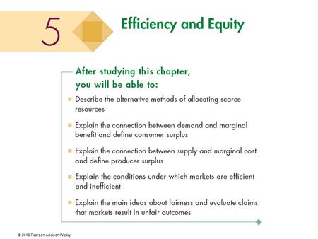 © 2010 Pearson Addison-Wesley. REVISITING THE MARKET EQUILIBRIUM Do the equilibrium price and quantity maximize the total welfare of buyers and sellers?