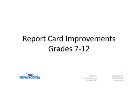 Report Card Improvements Grades 7-12