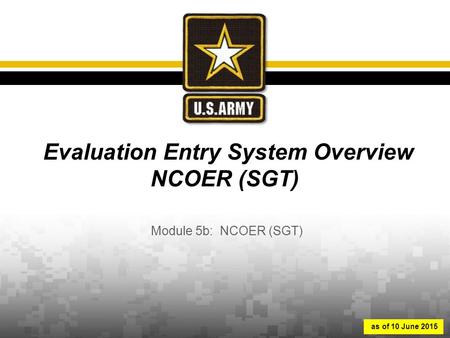 Evaluation Entry System Overview NCOER (SGT)