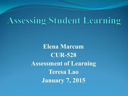 Assessing Student Learning