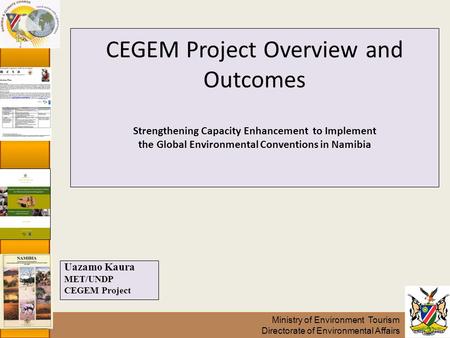 Ministry of Environment Tourism Directorate of Environmental Affairs CEGEM Project Overview and Outcomes Strengthening Capacity Enhancement to Implement.