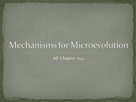 AP Chapter 23.2. Mutation  Variation  Natural Selection  Speciation Organisms better suited to the environment SURVIVE & REPRODUCE at a greater rate.