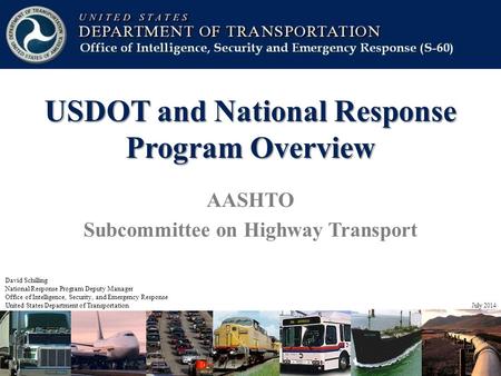 USDOT and National Response Program Overview