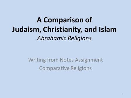 A Comparison of Judaism, Christianity, and Islam Abrahamic Religions