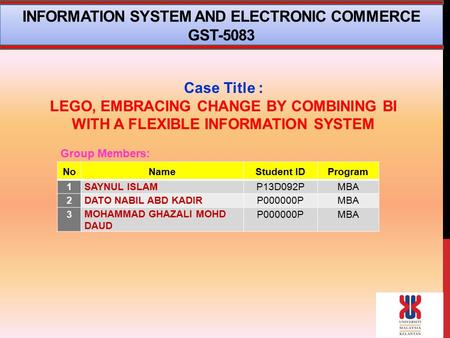 INFORMATION SYSTEM AND ELECTRONIC COMMERCE GST-5083