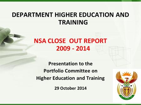 DEPARTMENT HIGHER EDUCATION AND TRAINING