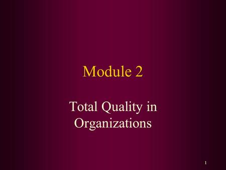 Total Quality in Organizations