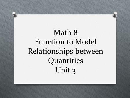 Math 8 Function to Model Relationships between Quantities Unit 3