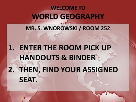 WELCOME TO WORLD GEOGRAPHY