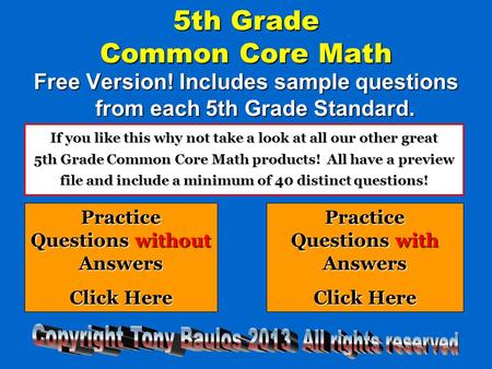 5th Grade Common Core Math