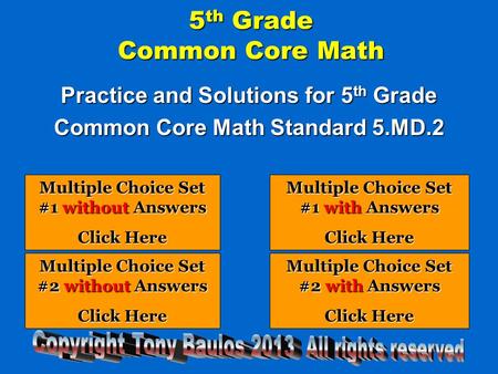 5th Grade Common Core Math