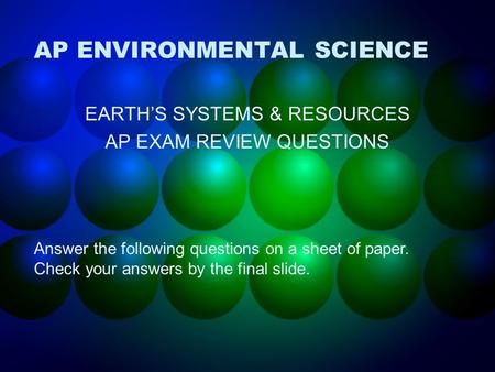 AP ENVIRONMENTAL SCIENCE