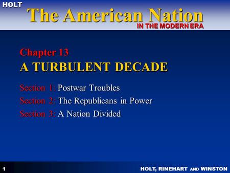 Chapter 13 A TURBULENT DECADE