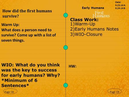 How did the first humans survive?