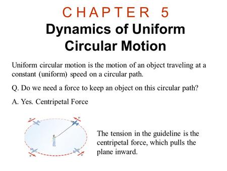 C H A P T E R 5 Dynamics of Uniform Circular Motion