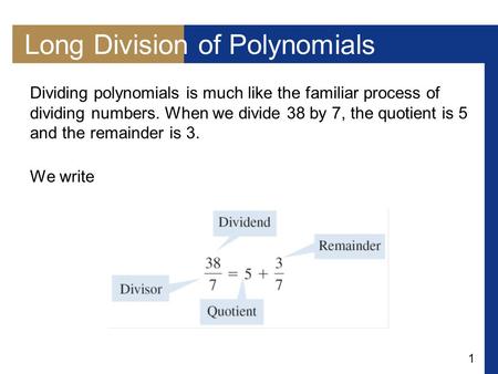 Long Division of Polynomials