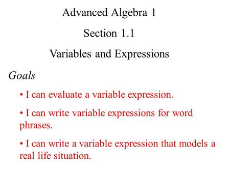 Variables and Expressions