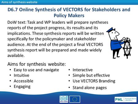 DoW text: Task and WP leaders will prepare syntheses reports of the project progress, its results and its implications. These synthesis reports will be.