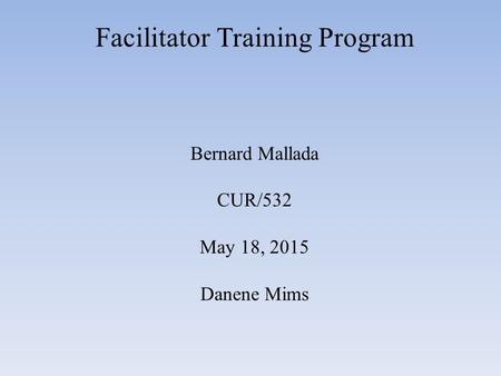 Facilitator Training Program