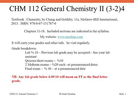 Chapters Included sections are indicated in the syllabus.